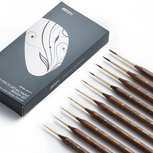 Artify Miniature Paint Brushes, Detail Brushes for Paint by Numbers, 10 Sizes Fine Detail Brushes for Paper Painting, Precision Brushes for Acrylic, Watercolor, Oil - style: 10Pcs