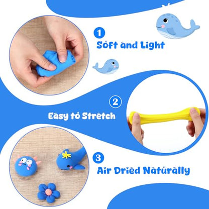 VioraWhite 40 Pcs 21oz Air Dry Clay Bulk Modeling Ultra Lightweight Foam Modeling Clay for Kids Adults DIY Crafts Party Arts and School Project Gifts Supplies(Blue) - color: Blue