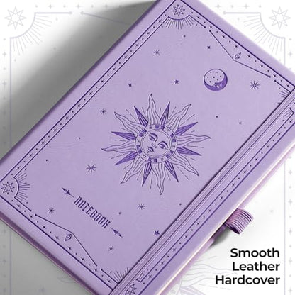 EMSHOI A5 Dotted Notebook Journal, 320 Pages 100gsm Thick Dotted Paper, Hardcover Leather Journal with Pen Holder & Inner Pocket, Dot Grid Notebook for Journaling, 5.75"x8.38", Light Purple - color: LightPurple, size: A5 Dotted
