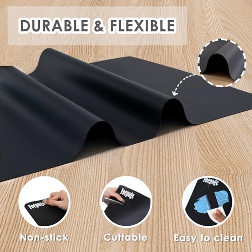 31.5" x 23.6" Extra Large Silicone Mat for Resin Casting, Epoxy and Crafts, Nonstick Silicone Sheet for Jewelry Casting Molds, Countertop Protector Mat Heat Resistant Placemats by Foepoge, Black - color: Black