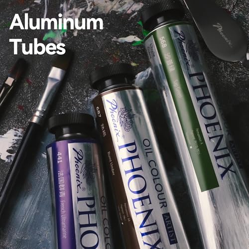 PHOENIX Artist Oil Paint Set - 12 Color x 1.35 Oz. / 40ml Tubes Professional Quality Oil Based Paint for Canvas Painting - color: 12 colors
