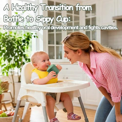 Mity rain Stainless Steel Sippy Cups for Toddlers1-3, Baby Straw Cups for 6+Month Old with Travel Lid, Silicone StrawReplacement Straw & Cleaning Brush-8oz Toddler Cups Spill Proof - color: olive drab
