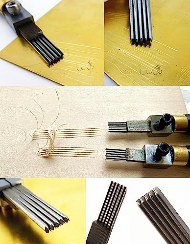 1pc Print Printmaking Copperplate Woodcut Wood Carving Push Rows Line Cutter Chisel Tool 5 lines 1.2mm Spacing U-shaped Round Groove Interchangeable Head