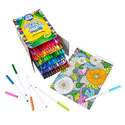Crayola Super Tips Marker Set (150ct), Teacher Classroom Must Haves, Homeschool Supplies, 2-in-1 Fine Point & Broad Line Markers for Kids, 3+ - size: 150 Count (Pack of 1)