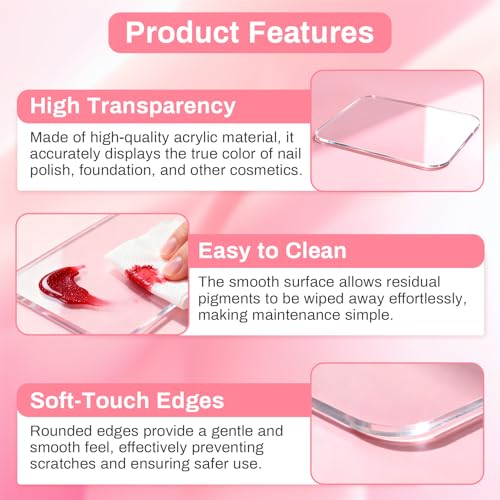 Acrylic Nail Art Palette - Transparent Nail Gel Polish Paint Mixing Pallet Design Plate For Nail Art Foundation Makeup Mixing Tray Display Stand Manicure Tools Supplies Accessories(3.15"×4.72" - size: 1 Count (Pack of 1)