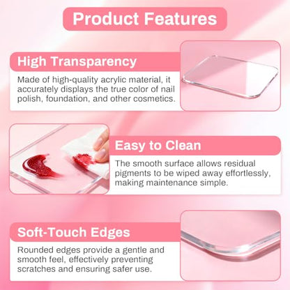 Acrylic Nail Art Palette - Transparent Nail Gel Polish Paint Mixing Pallet Design Plate For Nail Art Foundation Makeup Mixing Tray Display Stand Manicure Tools Supplies Accessories(3.15"×4.72" - size: 1 Count (Pack of 1)