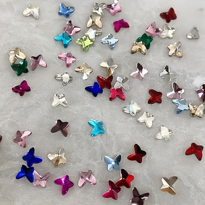 300Pcs Butterfly Nails Charms Mixed Colorful Butterflies Crystal Flat Back Nail Gems Mini Butterfly Nail Rhinestones Nail Diamonds Spring Summer Nail Jewelry for Women Manicure Accessories Crafts - color: gold