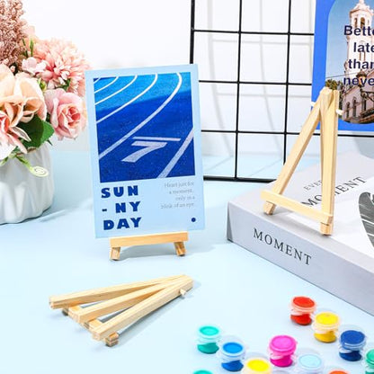 60 Pcs 5 Inch Wood Mini Easel, Art Craft Painting Small Display Easel Natural Wooden Tripod Holder Stand, A-Shaped Mini Wood Easels for Display Small Canvases Cards Photos DIY Crafts