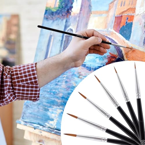 6pcs Script Liner Brushes, Extra Fine Long Tip Paintbrush Sets, Pinstriping Outlining Nails Art Painting Tools for Acrylic Gouache Watercolor- Black