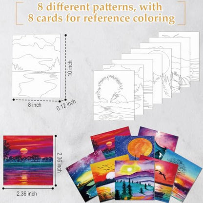 Cholemy 36 Pcs Paint and Sip Kit for Adults 8''x10'' Pre Drawn Canvas for Painting DIY Afro Acrylic Painting Kit Wood Easel Brushes Date Night Bulk for Summer 4th of July Party Gift(Mountain) - style: Mountain