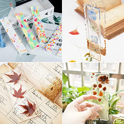3 Set of Bookmark Resin Molds Silicone Resin Mold Kit Rectangle Irregular Shaped Bookmark Mould Leaves Geometric Texture Epoxy Resin Casting Mold Unique Keychain Pendant Mold DIY Decor Crafts - color: 3x Bookmark
