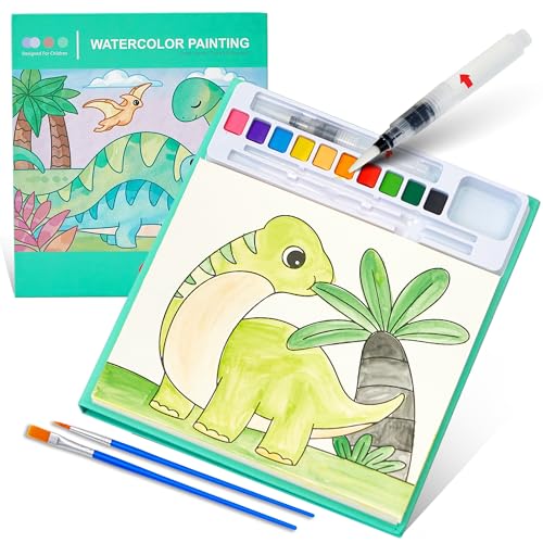 Paint with Water Coloring Books for Kids - Water Coloring Painting Book for Toddlers, 24Pages Drawing Activity Dinosaur No Mess Art for Kid Ages 3-8, Arts Crafts Activities Holiday Gift for Girls Boys - color: Dinosaur