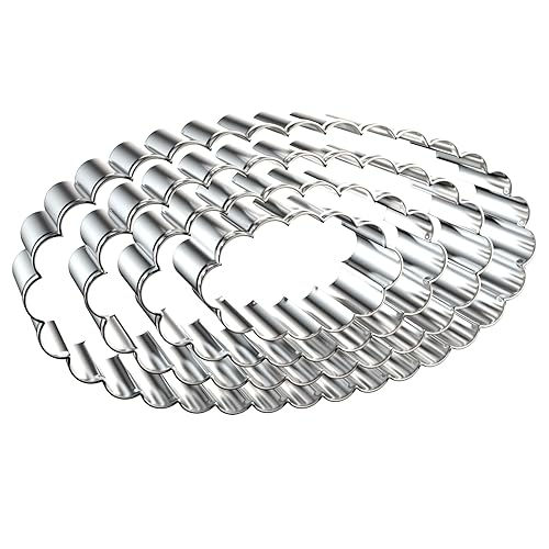 Scalloped Edge Oval Cookie Cutter Set Large - 5 Inch, 4 Inch, 3 Inch, 2 Inch - Fluted Wavy Oval Cookie Cutters Shapes Clay Molds - Stainless Steel - style: Oval