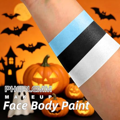 Black White Light Blue Face Paint Sticks Waterproof Eye Black Smooth Smudge-proof Body Paint High Pigment for Sports Event Halloween SFX Makeup Alien for Avatar and Fantasy Character Looks - color: Black White Blue