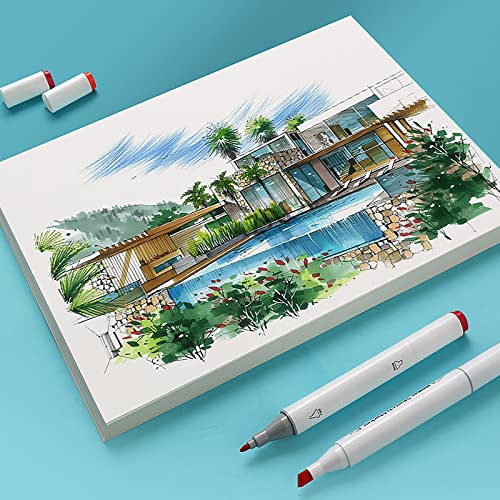 50 Sheets A4 Practice Marker Drawing Paper 8.3” x 11.7” Thick 120gsm Bleed-Proof for Marker Arts Beginners Painting Sketching Drawing Printing Paint Papers School Art Supplies - color: Mark Paper-50 Sheets