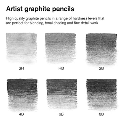 Winsor & Newton Studio Collection Artist Pencils, Graphite Pencils, Set of 6 - style: 6 Graphite Pencils