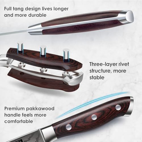 SHAN ZU Japanese Chef Knife Set 5 PCS, High Carbon Stainless Steel Ultra Sharp Kitchen Knives for cooking, Professional Chef Knife Set with Ergonomic Pakkawood Handle - color: 5 PC KNIFE SET