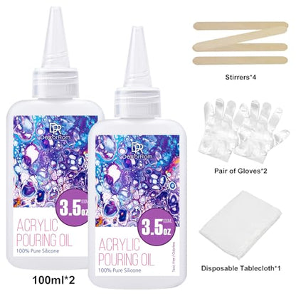 Silicone Pouring Oil - 7 Ounce 100% Silicone Acrylic Pouring Oil for Dramatic Cell Creation, Acrylic Paint Pour - Silicone Oil for Medium Compatible with Painting Acrylics, Watercolor, Cell Activator