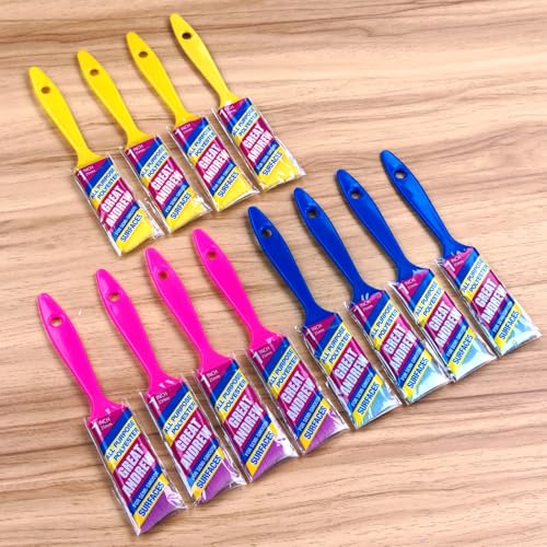 Angle sash Paint Brushes 1 Inch 12 Piece, Trim Paint Brush for Painting Acrylic Oil Crafts DIY, Walls,Touch Up,Trim Painting Supplies，Small Brushes - size: 12 pcs, 1-in, Angled