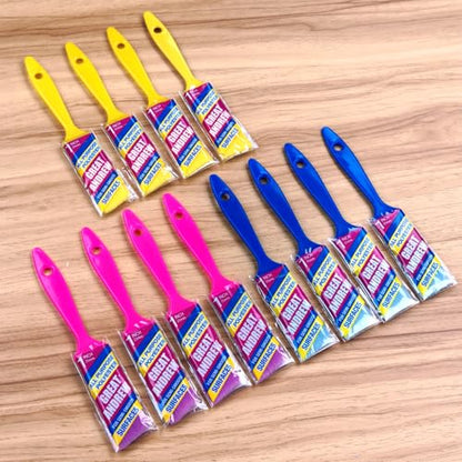 Angle sash Paint Brushes 1 Inch 12 Piece, Trim Paint Brush for Painting Acrylic Oil Crafts DIY, Walls,Touch Up,Trim Painting Supplies，Small Brushes - size: 12 pcs, 1-in, Angled