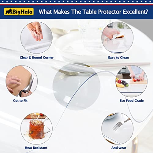 Round Dining Coffee Table Protector Thick Clear Plastic Tablecloth Cover PVC Vinyl Cloths Wood Marble Glass Tabletop Topper Protection Pad Easy Clean Polyester Wipeable Proof Waterproof Mat 34 " Dia - color: New Version Round Shape Clear, size: 34" x 34"