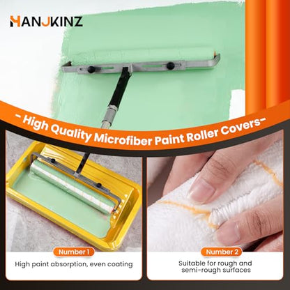 18 Inch Microfiber Paint Roller Covers, 3 Pack, Paint Rollers 18 Inch (3/8" Nap), Large Paint Rollers, Paint Supplies for Painting Walls - size: 18 Inch,3 Pack