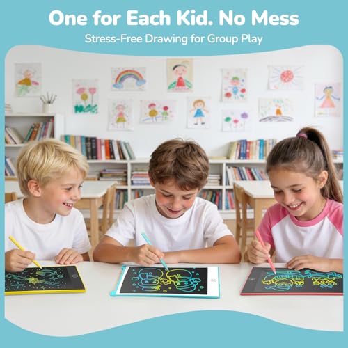 TECJOE 4 Pack LCD Writing Tablet, 8.5 Inch Colorful Drawing Board, Kids Travel Games Activity Learning Toys, Birthday Gifts for 3-8 Year Old Boys Girls Toddlers Preschooler - color: Blue & Pink & Purple & Green