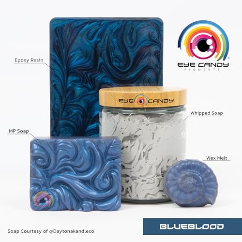Eye Candy Pigments Premium Blue Mica Powder - Blueblood (50gr) - for Epoxy, Resin, Soap, Paint, Woodworking, Acrylic Pouring, Bath Bombs, Fishing Lures - DIY Arts and Crafts Additive - color: Blueblood