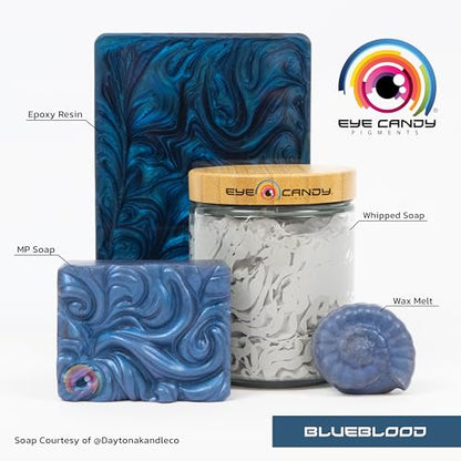 Eye Candy Pigments Premium Blue Mica Powder - Blueblood (50gr) - for Epoxy, Resin, Soap, Paint, Woodworking, Acrylic Pouring, Bath Bombs, Fishing Lures - DIY Arts and Crafts Additive - color: Blueblood