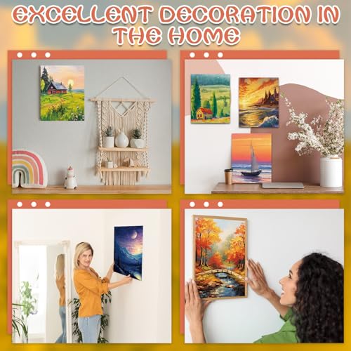 Zhanmai 72 Pcs 12 Sets Sip and Paint Kit Pre Drawn Canvas for Painting 8" x 10" Paint Party Canvas Painting Pre Printed Canvases for Party Favor DIY Virtual Adult's Date Night(Natural Scenery) - style: Natural Scenery