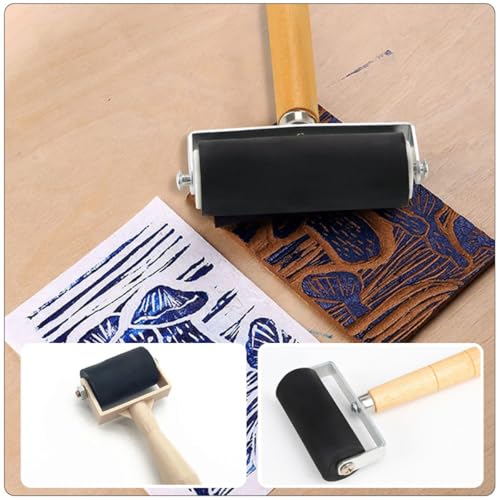 Alipis 3pcs Portable Rubber Brayers Set for Crafting, Small Manual Ink Rollers for Block Printing and DIY Art Projects