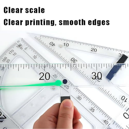 Magnetic Geometry Tool, Protractor, Triangle Rulers Easy Attachment Blackboard Measurement Kit, Teacher Board Protractor Multi-Purpose Kit Large (Transparent-2pc) - style: Transparent-2pc