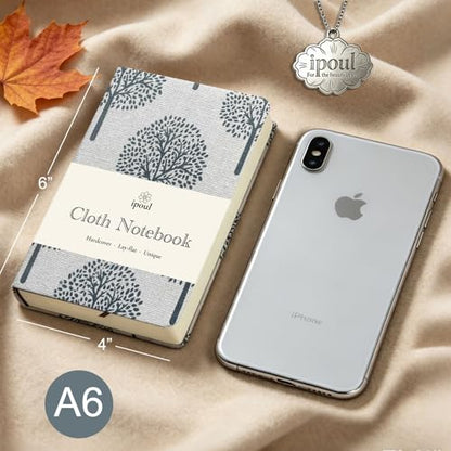 A6 Notebook, Linen Journal, Pocket Notebook, 4x6, Hardcover, Lay Flat, Thick, Small, Lined Notebook & Unlined Sketchbook, The Tree of Life, Beige - color: A6-Tree Beige
