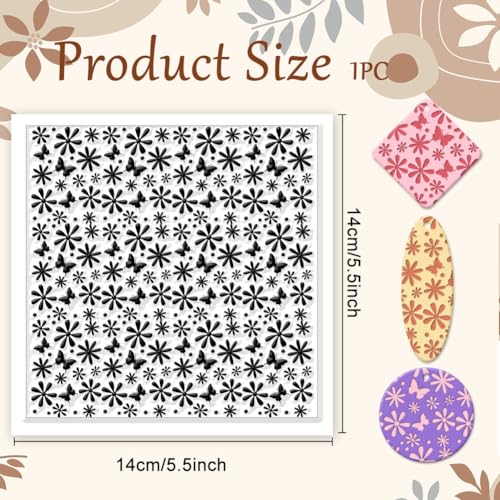 CHGCRAFT Daisy Polymer Clay Texture Sheets Butterfly Silicone Texture Stamp Clay Texture Mat Flower Modeling Pattern Pad Texture Sheets for Polymer Clay Jewelry and Clay Earrings Tools - style: Daisy