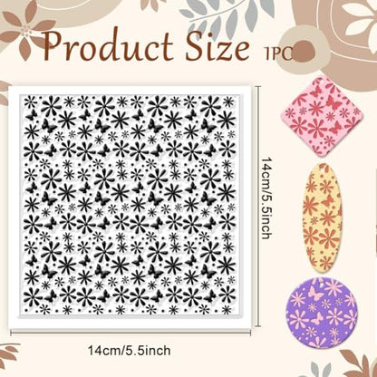 CHGCRAFT Daisy Polymer Clay Texture Sheets Butterfly Silicone Texture Stamp Clay Texture Mat Flower Modeling Pattern Pad Texture Sheets for Polymer Clay Jewelry and Clay Earrings Tools - style: Daisy
