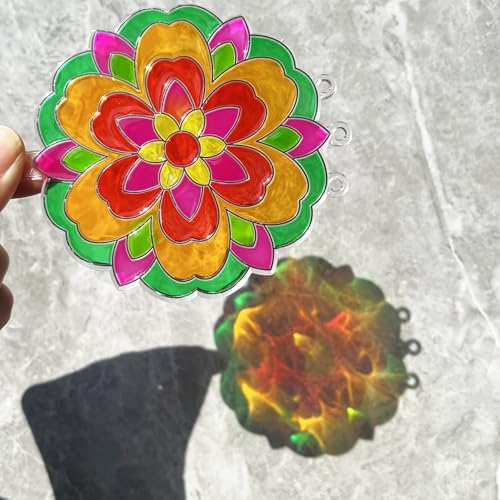 Ayhuhra 30 Sets Mandala Suncatchers Wind Chimes Craft Kits DIY Window Art Suncatcher Mandala Flower Craft Art Kit for Spring Summer Party Activities Art Project Party Favors - style: Mandala Wind Chimes