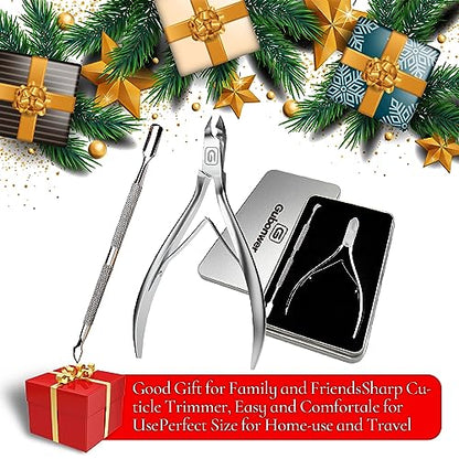 Cuticle Trimmer 3/4 Jaw Extremely Sharp Cuticle Nippers Scissors Stainless Steel Clippers Cutter Remover Pedicure Manicure Nail Tool, cuticle pusher (Cuticle Nippers+Cuticle Pushers/Silver-S) - color: Cuticle Nippers+cuticle Pushers/Silver-s