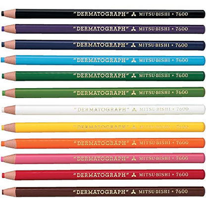 Mitsubishi Pencil K7600.6 Oil-Based Dermatograph Colored Pencils, No. 7600, Green, 1 Dozen
