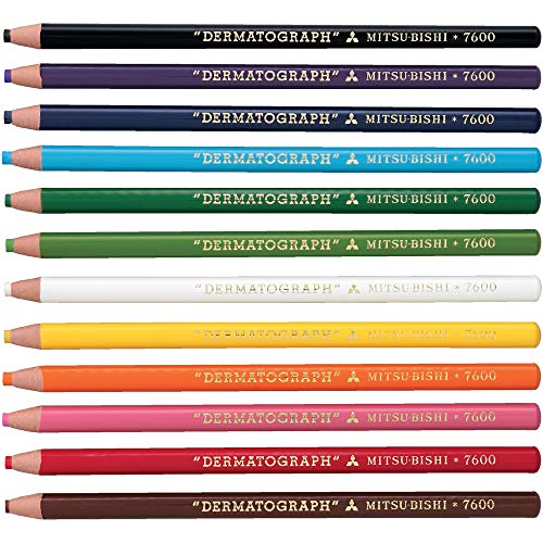 Mitsubishi Pencil K7600.6 Oil-Based Dermatograph Colored Pencils, No. 7600, Green, 1 Dozen
