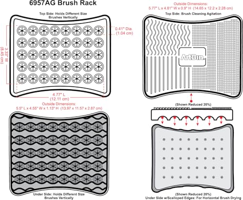 ArtBin Black Brush Drying Rack & Organizer Set | Paint & Craft Brush Holder with Cleansing Mat & Mixing Tray | Durable Stain Resistant Design | Artist Brush Stand | 2 Piece Kit