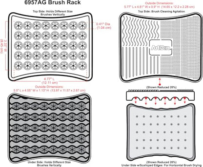ArtBin Black Brush Drying Rack & Organizer Set | Paint & Craft Brush Holder with Cleansing Mat & Mixing Tray | Durable Stain Resistant Design | Artist Brush Stand | 2 Piece Kit