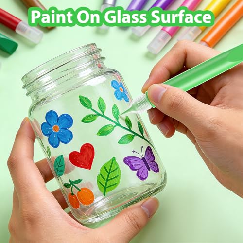 48 Pcs Suncatcher Paint Pens, Stained Glass Sun Catcher Pens 24 Colors 10ML Each, Suncatcher Kit Glass Paint Window Art Pen Crafts for Gift DIY Party Activity Supplies