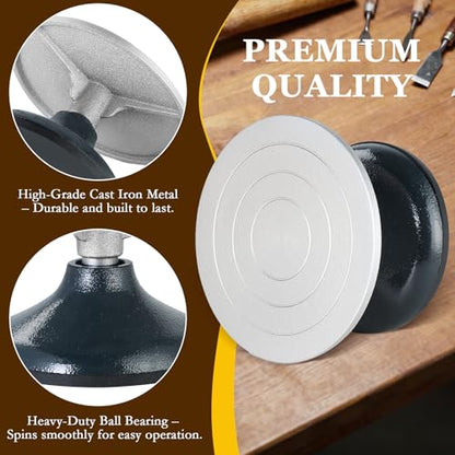 MAOPINER 7 inch Diameter Sculpting Wheel | Heavy Duty Turntable Pottery Sculpting Wheel | All Cast Iron Metal Construction Joint with Ball Bearings (7 inch) - size: 7 inch