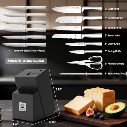 imarku Knife Set - 15PCS Kitchen Knife Set Japanese High Carbon Stainless Steel Knives Set for Kitchen, Dishwasher Safe Ultra Sharp Professional Chef Well Balance Utility Knives, Black - color: Black, size: 15 Pcs