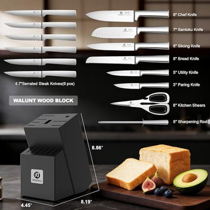 imarku Knife Set - 15PCS Kitchen Knife Set Japanese High Carbon Stainless Steel Knives Set for Kitchen, Dishwasher Safe Ultra Sharp Professional Chef Well Balance Utility Knives, Black - color: Black, size: 15 Pcs
