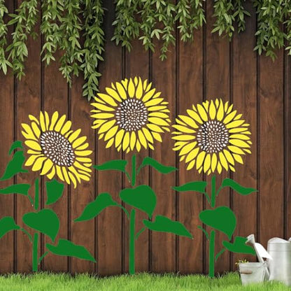 Large Flower Stencils for Wood Fence Sunflower Stencils for Painting Floral Stencil Templates for Walls Furniture Fabrics - style: Sunflower