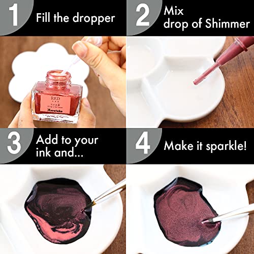 Kuretake ECF163-020 Ink - Cafe Glitter Base Red - color: Red