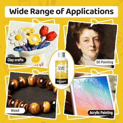 100ml Air Dry Clay Glaze Gloss Varnish Air Dry Clay Glaze Kit, High Gloss Glaze Prevent Clay Cracking,Scratches,Wear, Also Prevent Arts, Ceramics, Oil Paintings, Wood, Art Paintings Artwork, Gloss - color: High Gloss, size: 100 ml