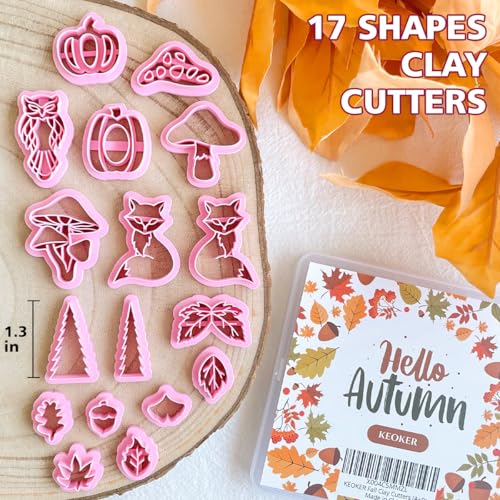 KEOKER Fall Polymer Clay Cutters - 17 Shapes Earring Cutters for Jewelry Making, Pumpkin Shapes Included - color: white AB