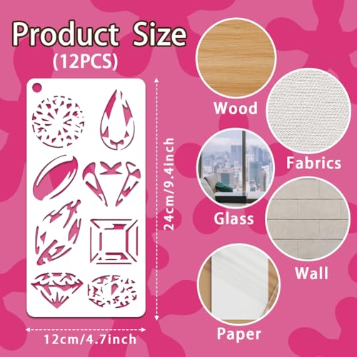 12 Sheets Facial Features Overlay Templates, 12 Styles Eyes Mouth Eyebrows Drawing Template Necklace Earrings Hat Accessories Art Templates for Painting on Wall Wood Home Decor - style: Facial Features